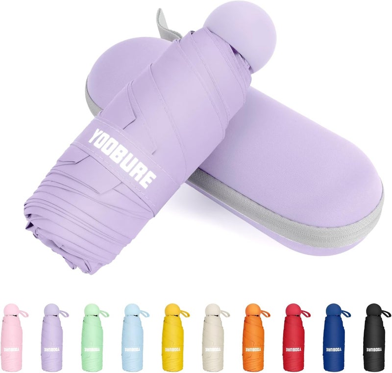 Yoobure Travel Umbrella Portable Compact Umbrellas, Pocket Mini for Purse, Umbrellas for UV Sun & Rain Small for Backpack, Umbrella with Case Folding for Kids Women - Image 1
